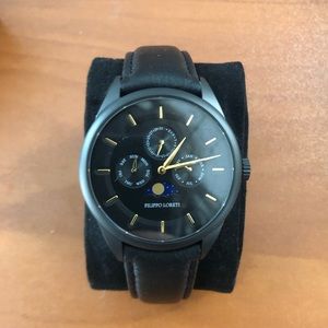 Filipo Loreti moon phase black gold watch